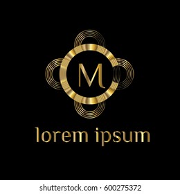 M letter golden vector logo design