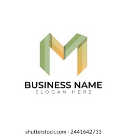 m letter gradient colorful 3d abstract typography logo design
