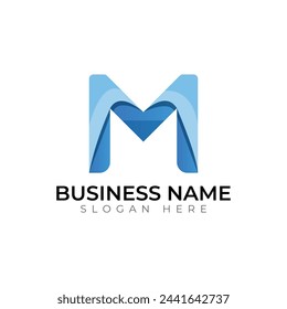 M-Buchstabe Gradient Bunte 3D abstrakte Typografie Logo Design
