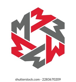 M letter hexagon crowd logo