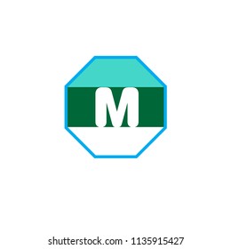M Letter Hexagon Logo