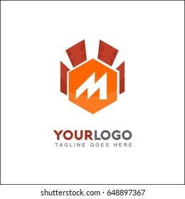 M letter hexagon logo. Abstract vector in modern style