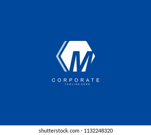 M Letter Hexagon Vector Logo
