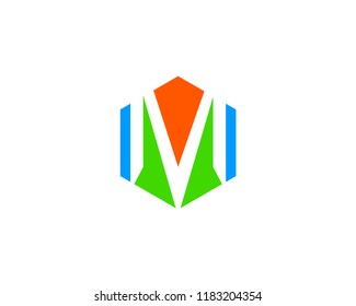 M Letter Hexagon Vector Logo