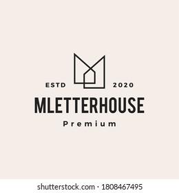 M Letter House Hipster Vintage Logo Vector Icon Illustration