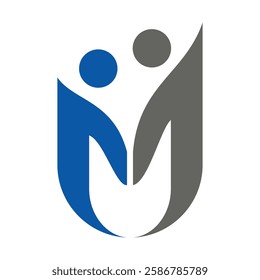 M letter human logo icon template 2