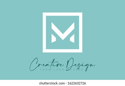 M Letter Icon Design With Creative Modern Look and Teal Background.  Vector Illustration.