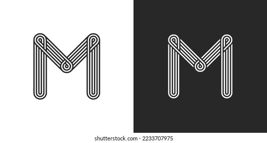 M letter for icon logo multi lines