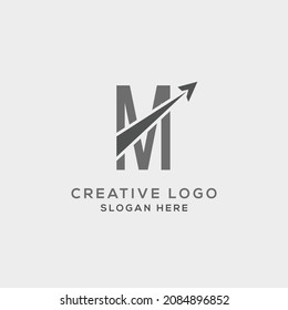 Letra M inicial incorporada con el diseño del logotipo de flecha ilustración vectorial.