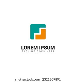 M letra diseño inicial del logotipo de negocios que se parece a una escalera.