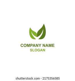 M letter initial logo, capital letter in natural leaf shape.