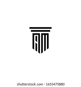 Diseño del logotipo inicial de la letra AM A M
