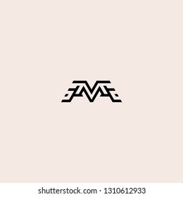M letter initial logo line vector icon template
