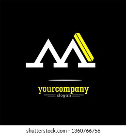 m letter initial logo template