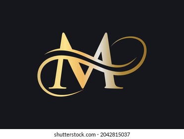 M Letter Initial Luxurious Logo Template. M Logo Golden Concept. M Letter Logo with Golden Luxury Color and Monogram Design. 