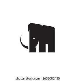 M Letter Initial Mammoth Elephant Silhouette