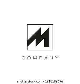 M letter inline square. M Icon. M Company logo.