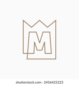 m Letter King Crown Logo Vector Icon Illustration