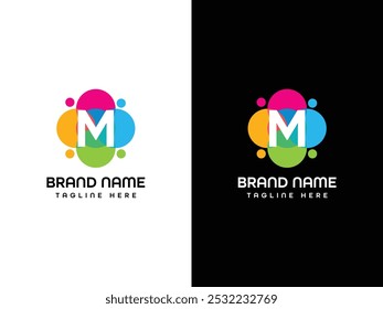 M letter Leaf Logo Aeroplane logo Design  Template