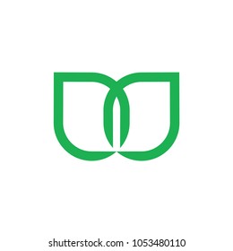 M letter with leaf logo design vector