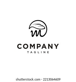 
M letter leaf logo template