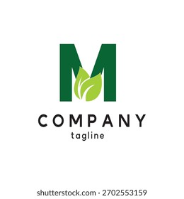 Modelo de logotipo de folha de carta M