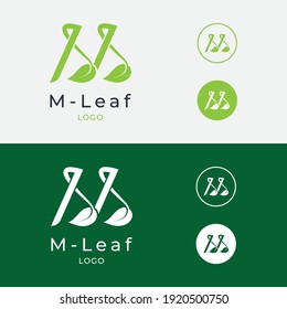 M Letter With Leaf Logo Vector