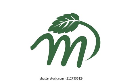 m Letter with Leaf Logo Vector