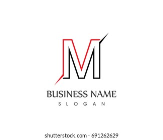 M Letter Line Logo Design Template