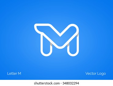 M Letter Linear Flat Minimal Alphabet typo logo icon