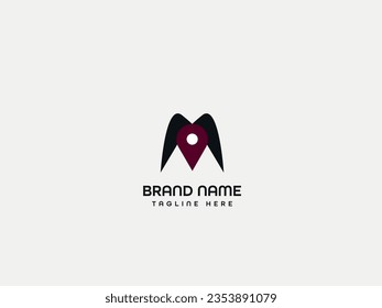 m letter location logo design