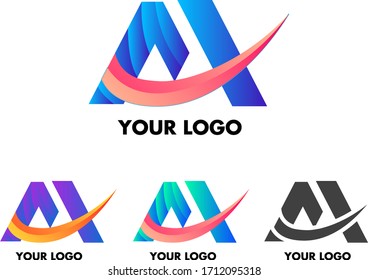 M Logotipo de carta con 4 conceptos diferentes para uso comercial y de otro tipo