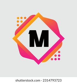 M Letter Logo abstract geometric design vector template Logotype icon Digital Technology style.