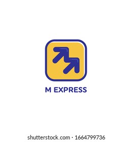 M Letter Logo with Arrows shape. Financial and payment company design concept.