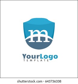 m letter logo. Blue shield for Hotel, Reatil, Law, Finance, investment, Sport Club or any Luxury image Business