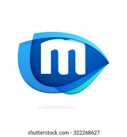 M letter logo with blue wing or eye. Abstract trendy letter multicolored vector design template elements for your application or corporate identity.
