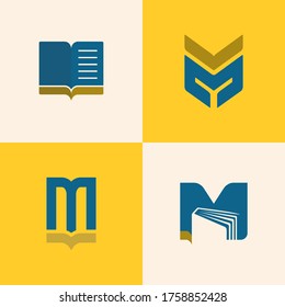 M Letter Logo For Book Store, Publisher, Or Reading And Writing Communities