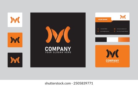 M letter logo and business card, word mark minimal logo and business card