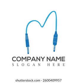 M letter logo with the cable, minimal logo design, vector logo design