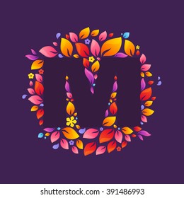 M letter logo in a circle of flames. Fire font style, vector design template elements for your ecology application or corporate identity.
