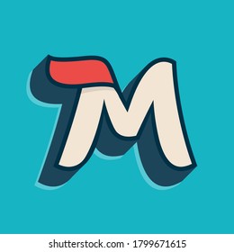 M letter logo in classic sport style. This script font is perfect for a sportswear advertising, champions art, college team identity, etc.