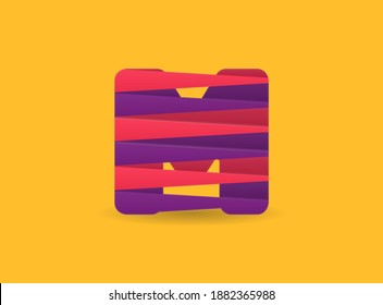 M letter logo with colorful diagonal lines. For brand label, Colorful Anniversary Celebration, creative poster and icon, multimedia ads and more
