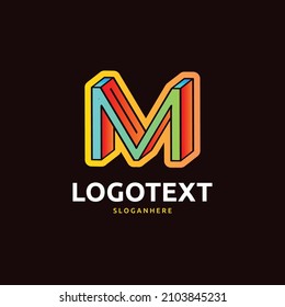 M-Logo, M farbiges Farbverlauf-Logo, buntes abstraktes Logo