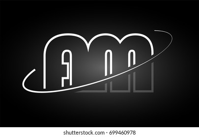 AM A M letter logo combination black white alphabet vector creative company icon design template modern