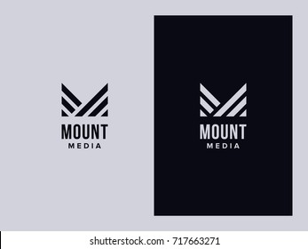 M letter logo concept. Mount media logo design template. Creative Minimal Monogram emblem design template. Graphic Alphabet Symbol for Corporate Business Identity. Creative Vector element
