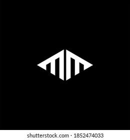 M logotipo de letra M diseño creativo sobre fondo de color negro, mm monograma