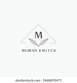 Logotipo de la letra M con un concepto floral creativo para el Vector premium de los bienes raíces de la belleza del negocio de la compañía