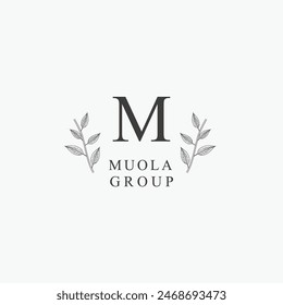 M-Buchstabenlogo mit kreativem Blumenkonzept für Business Beauty Real Estate Premium Vektorgrafik