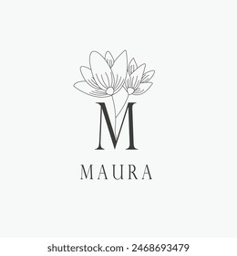 M letter logo with a creative floral concept for company business beauty real estate premium vector