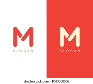 M letter logo cut design template